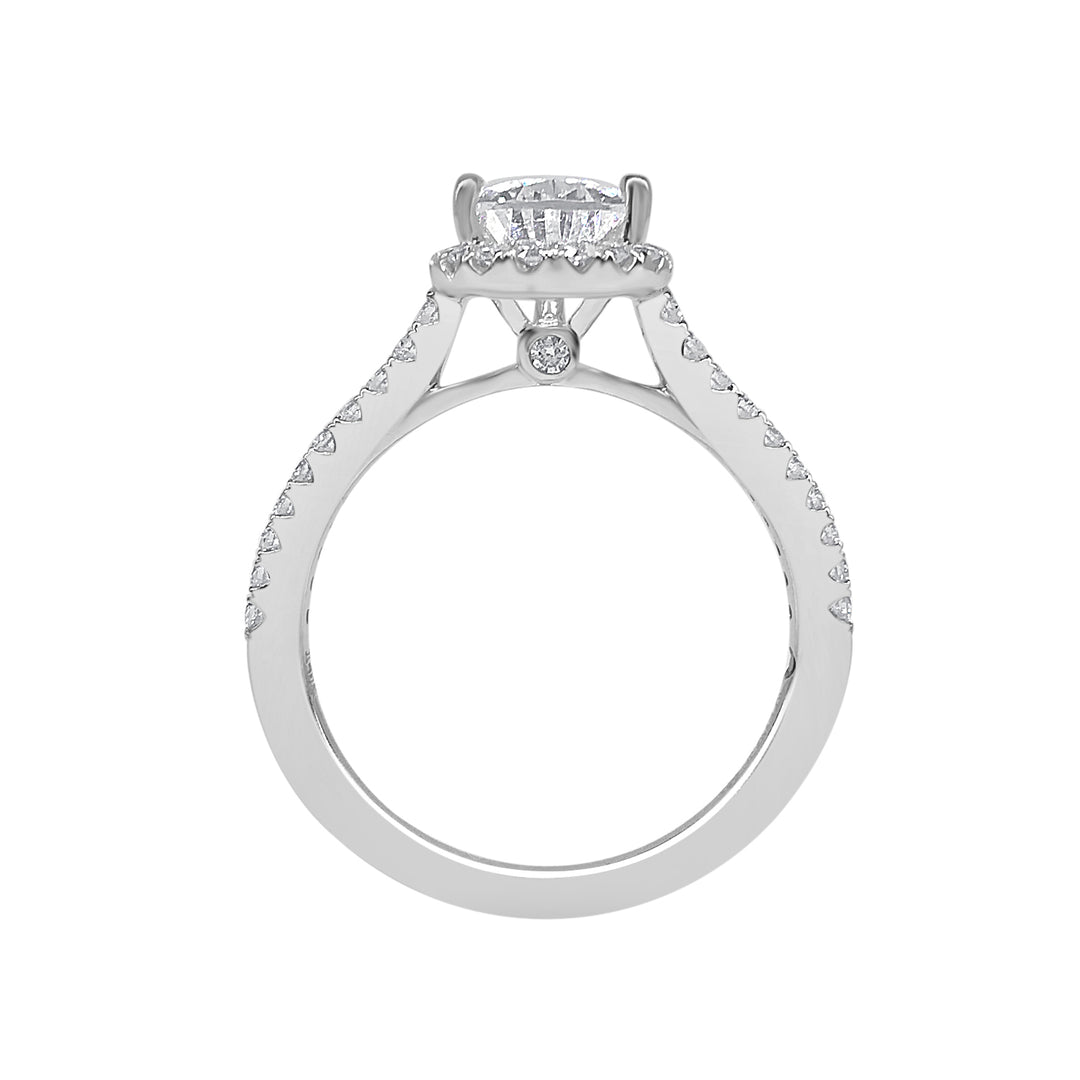 Pear Cut Cubic Zirconia Engagement Mounting in 14 Karat White Gold