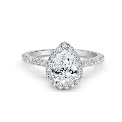 Pear-Shaped Engagement Mounting in 14 Karat White Gold