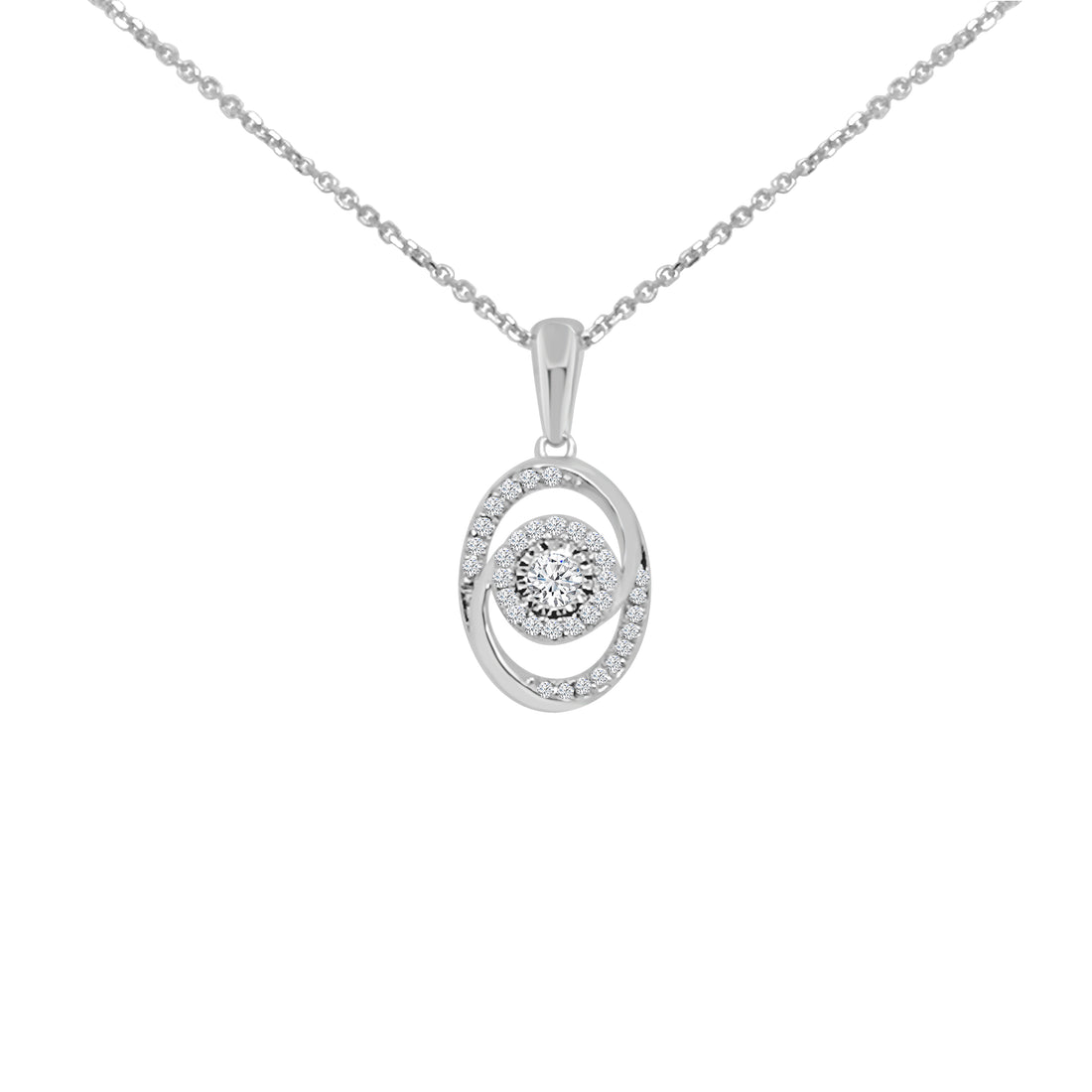 Intertwined Pendant Necklace in 10 Karat White Gold with Natural Diamond (0.25 carat)