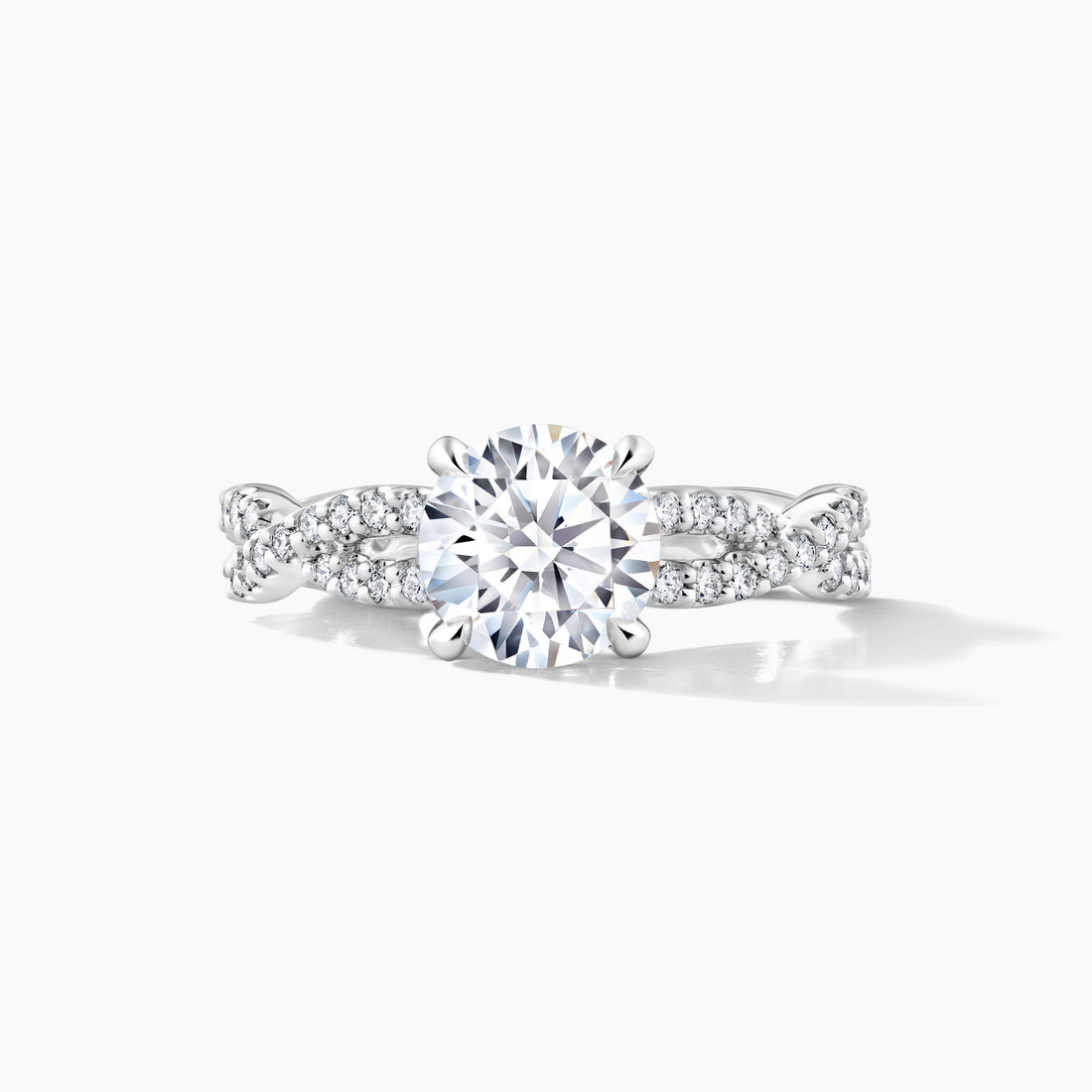 Platinum Diamond Twist Shank Engagement Mounting with Hidden Halo
