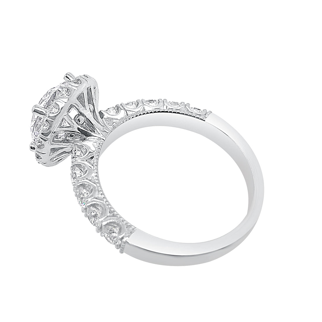 Elegance in White: 18 Karat White Gold Engagement Mounting