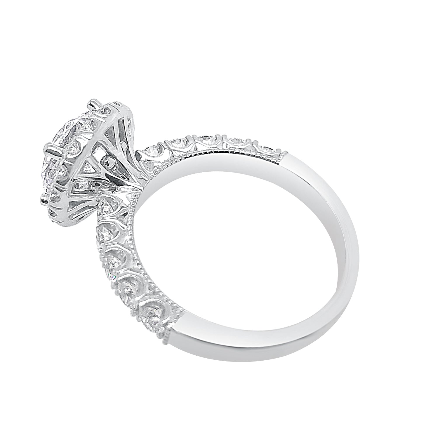 18 Karat White Gold Engagement Mounting: Exquisite Design for Your Timeless Connection