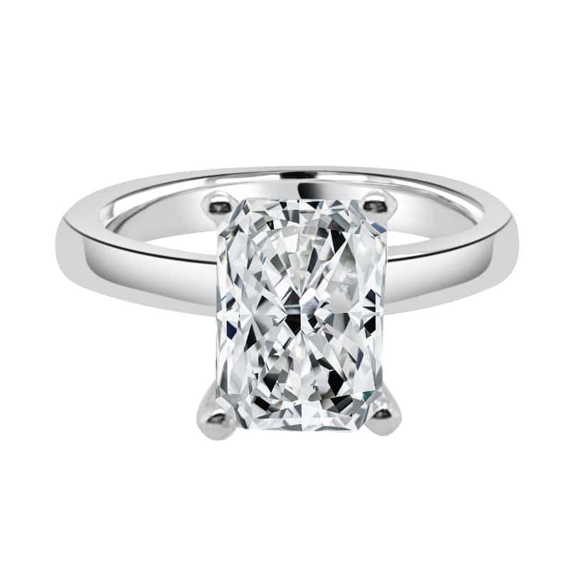 Radiant Reflections: 14 Karat White Gold Engagement Ring with Lab Diamond in Radiant Shape