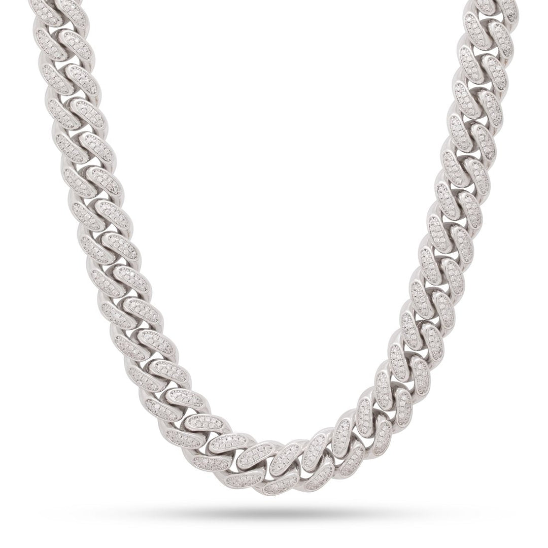 Sparkling Splendor: Iced Out Sterling Silver Necklace with Cubic Zirconia Shape