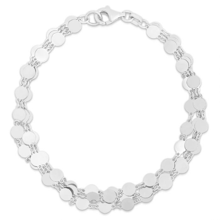 Sterling Silver Triple Row Mirrored Bracelet: Reflections of Elegance