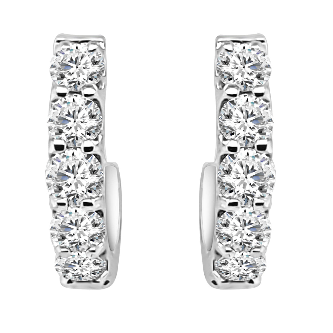 1.00 ct Natural Diamond 5-Stone Round Earrings in 14K White Gold