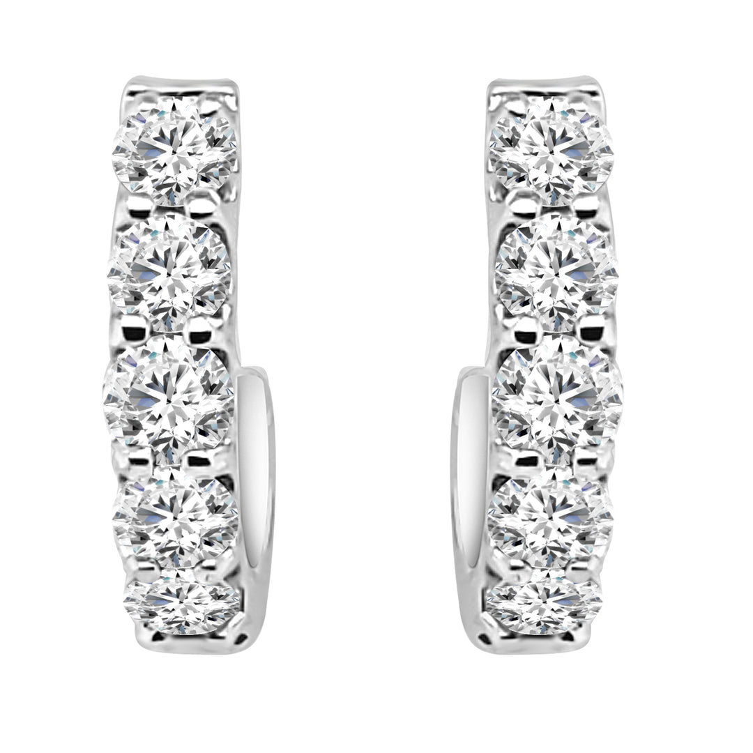 5 Stone 1.00 Carat Round Natural Diamond Earrings in 14 Karat White Gold