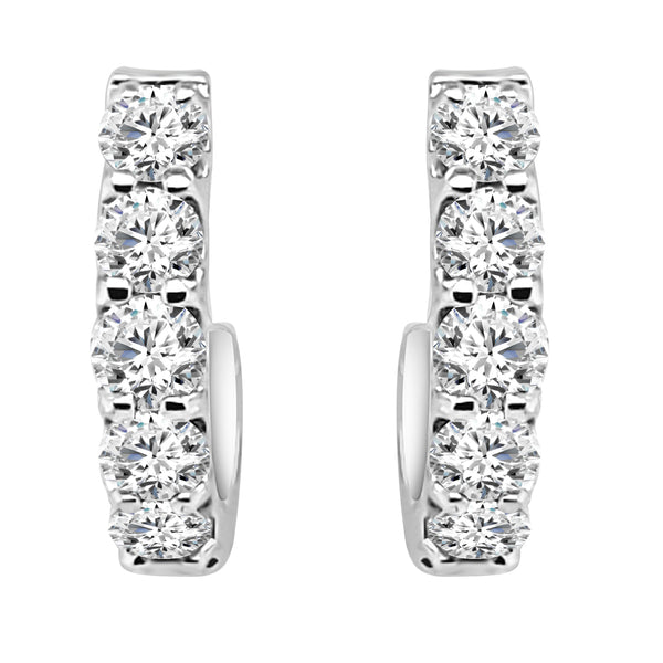 1.00 ct Natural Diamond 5-Stone Round Earrings in 14K White Gold