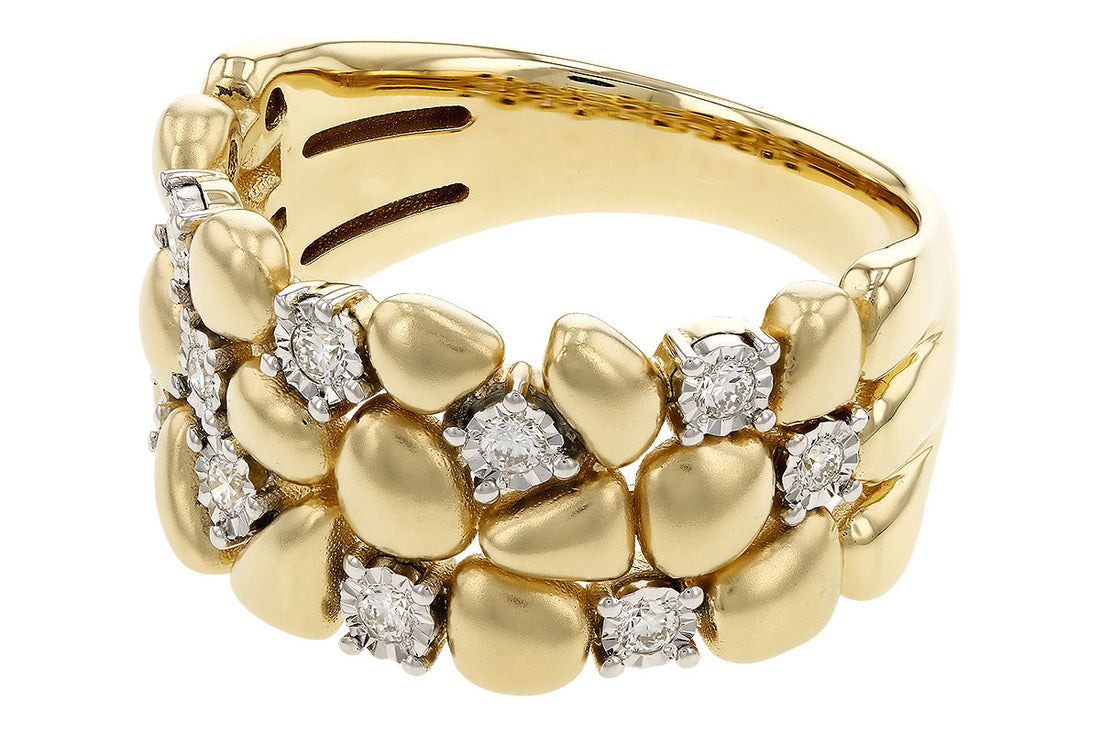 14 Karat Two-Tone Yellow Gold Pebble Ring with Natural Diamond - 0.20 Carat