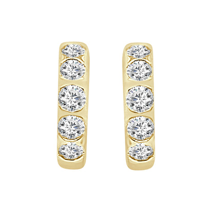 Dazzling 10 Karat Yellow Gold Diamond Huggie Earrings - Round Shape, 0.50 Carat Natural Diamonds