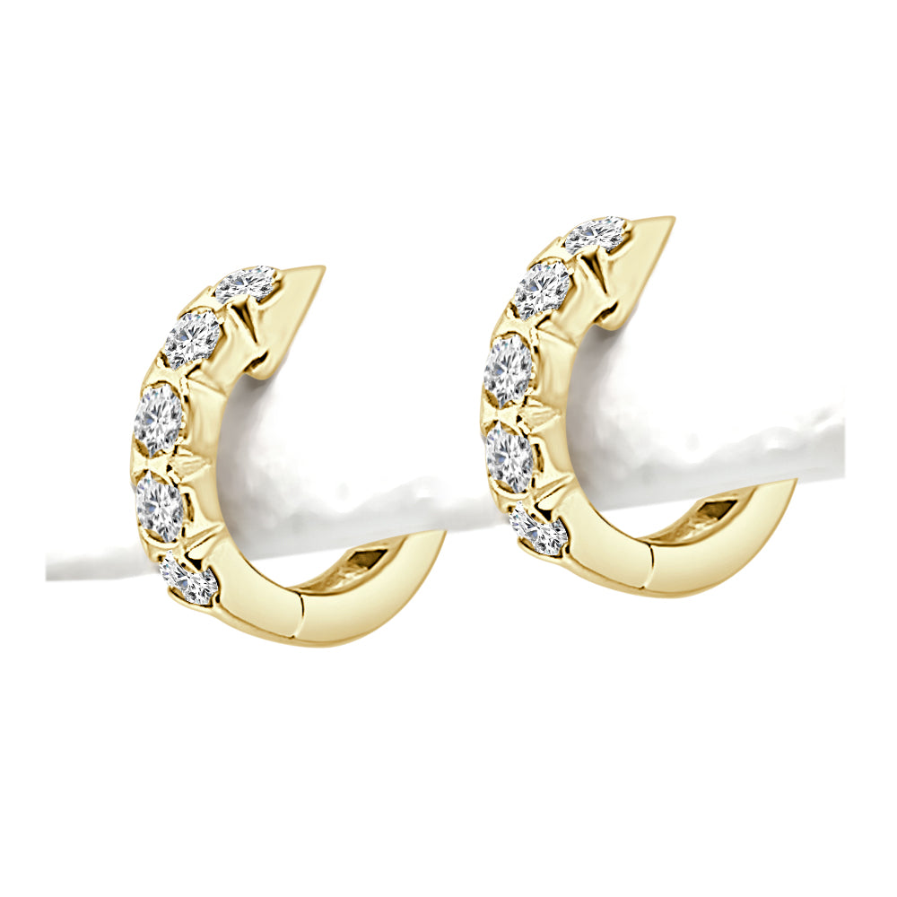 10K Yellow Gold Diamond Huggie Earrings with Natural 0.50ct Round Diamonds