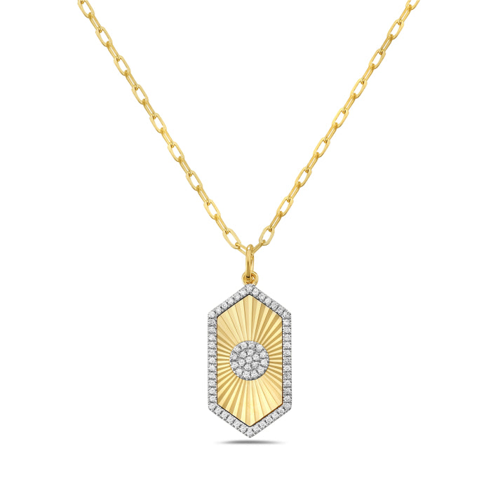 Dazzling Brilliance: 14 Karat Yellow Gold Necklace with Natural Diamond Accent