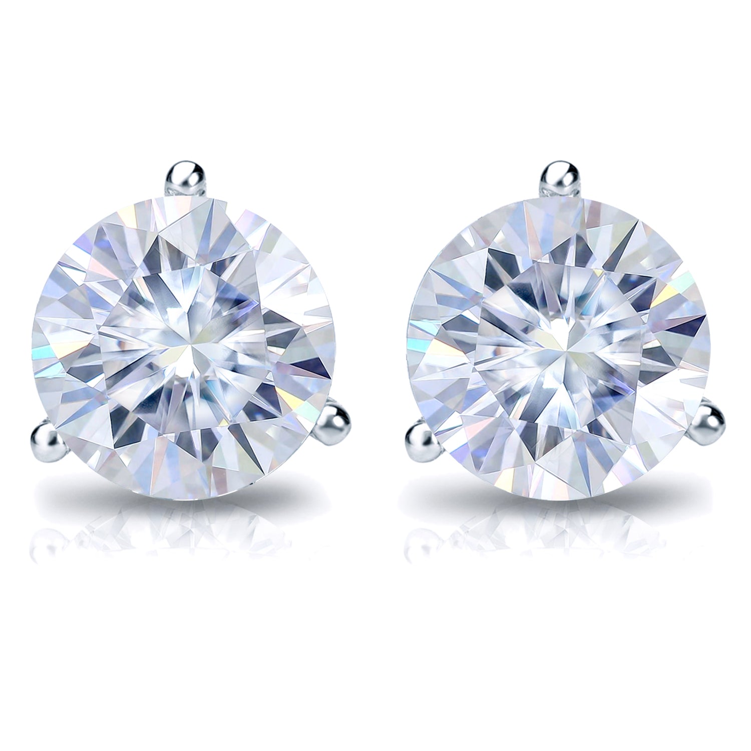1.08 Carat Lab Diamond Solitaire Studs in 14 Karat White Gold