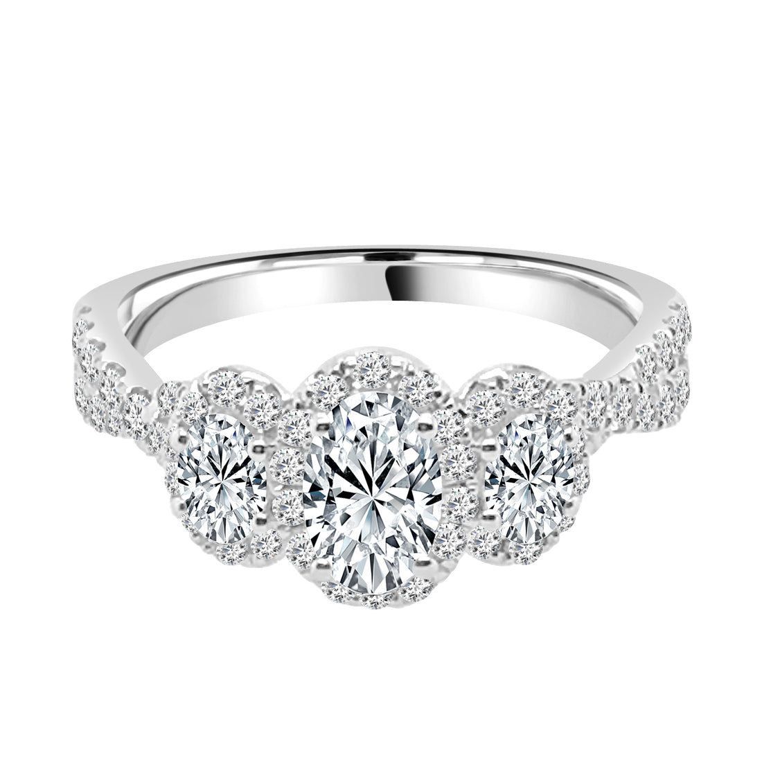 Twist 3 Stone Oval Engagement Ring in 14 Karat Two-Tone with 0.50 Carat Natural Diamond