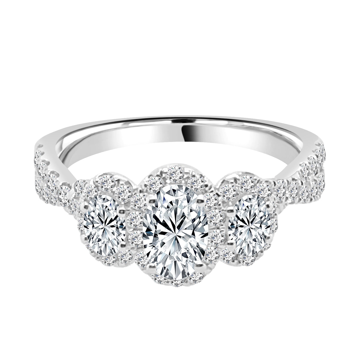 Twist 3 Stone Oval Engagement Ring | 14K Two-Tone | Natural Diamond - 0.50 Carat