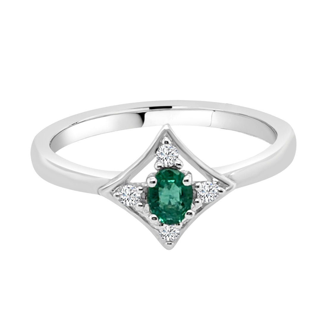 Emerald 0.12 Carat 14 Karat White Gold Ring