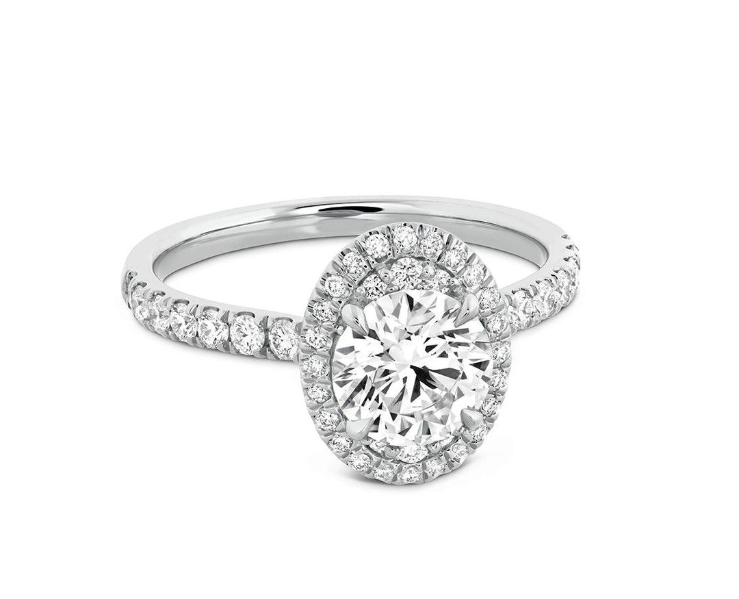 Oval Juliette Engagement Mounting in 18 Karat White Gold with Cubic Zirconia