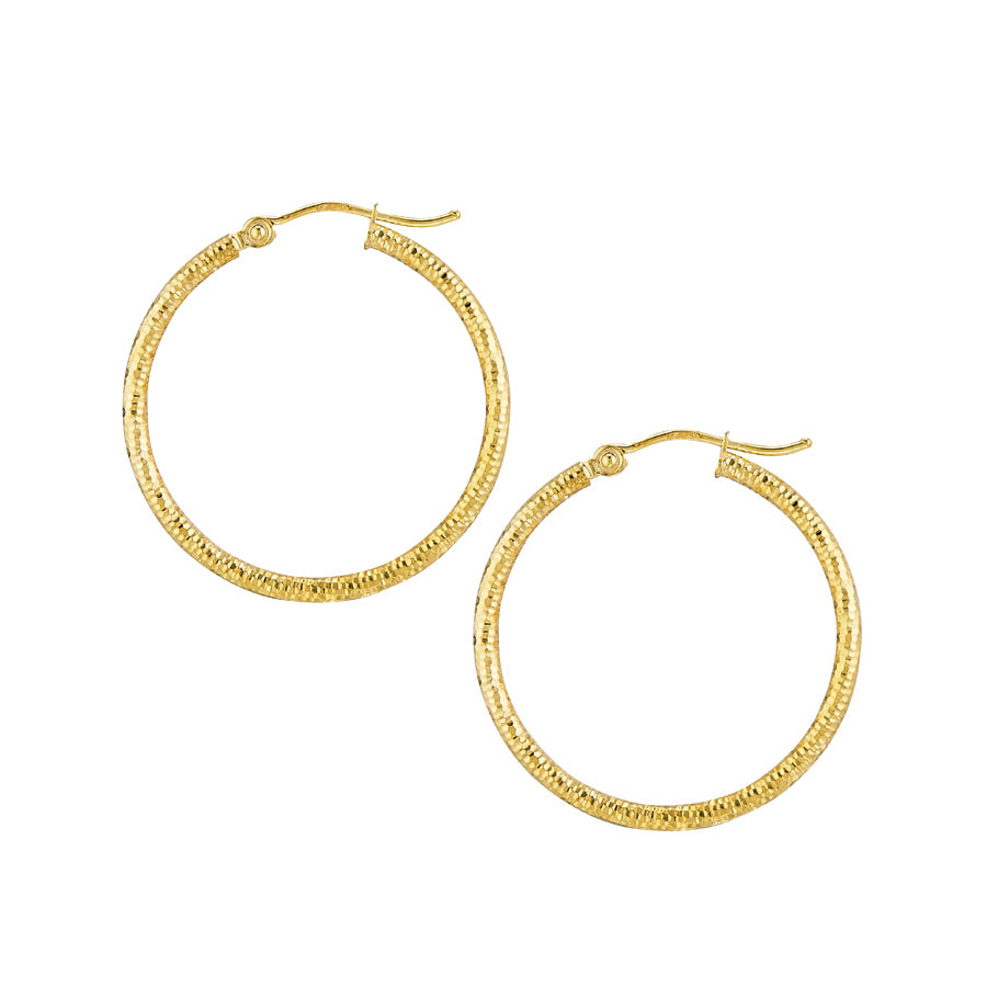 14 Karat Yellow Gold Diamond Cut Earrings