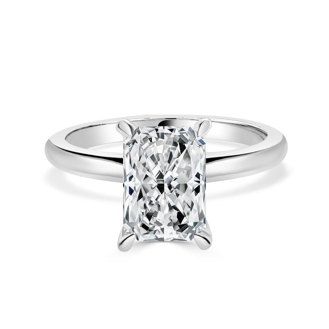 Elegant Radiance: 14 Karat White Gold Lab Diamond Engagement Ring with Radiant Shape