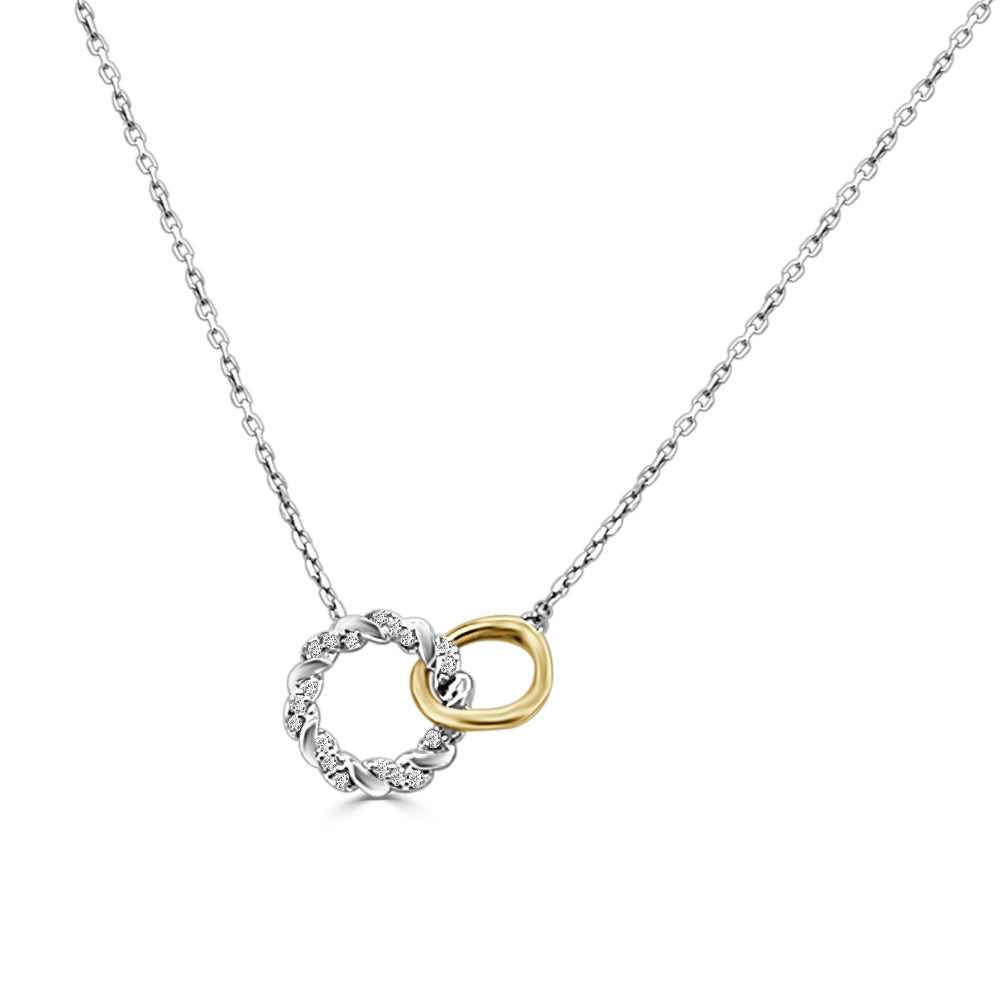10 Karat Two-Tone Necklace with Natural Diamond 0.08 Carat