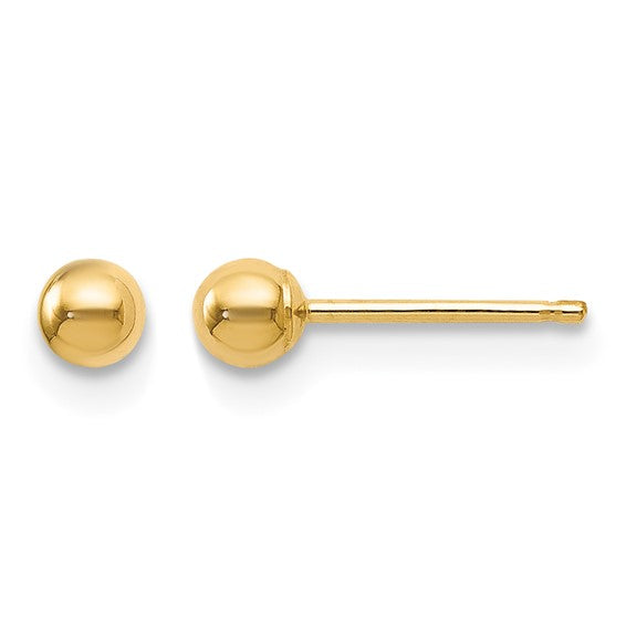 14 Karat Yellow Gold Estate Ball Stud Earrings