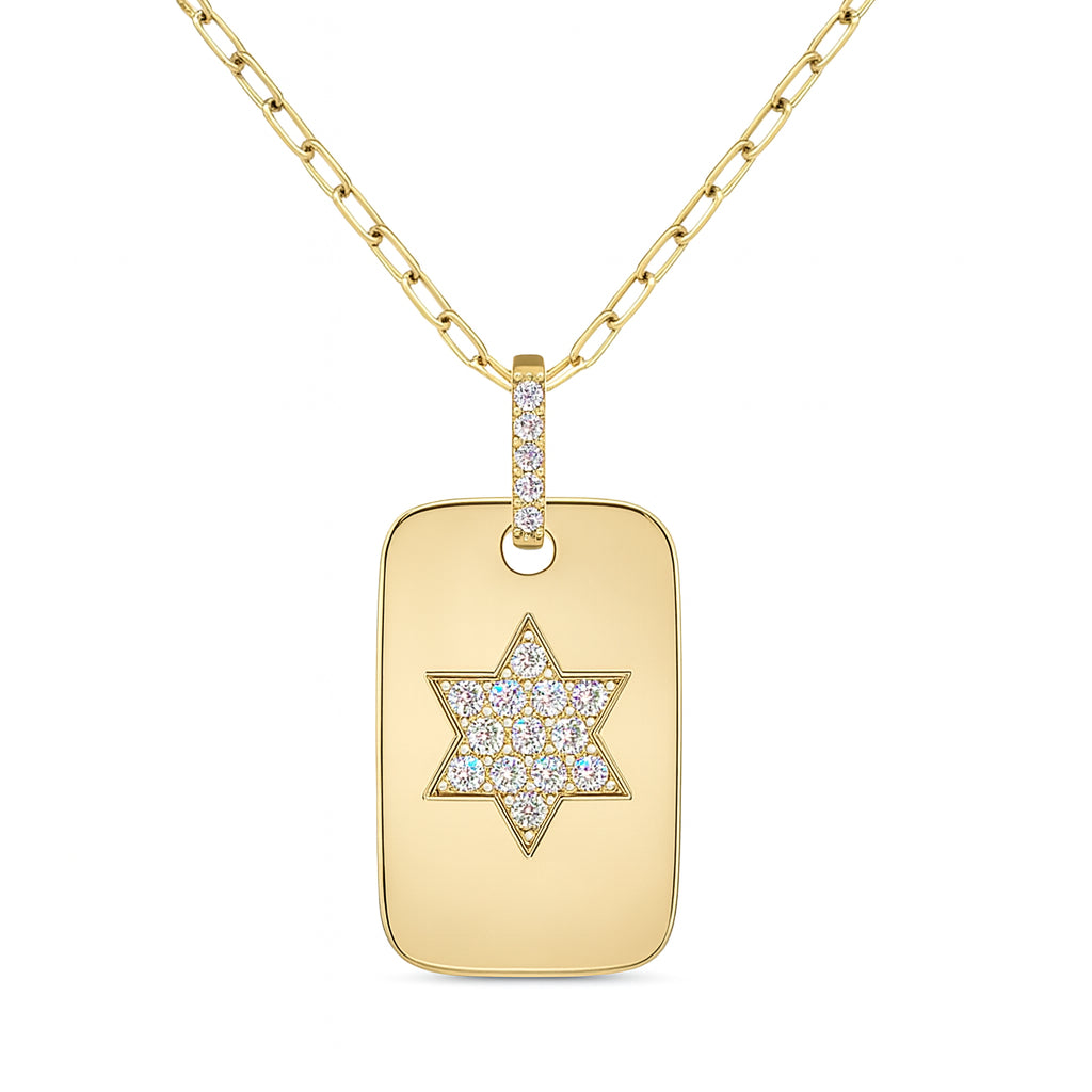 14 Karat Yellow Gold Hexagram Necklace with Natural Diamond 0.09 ct