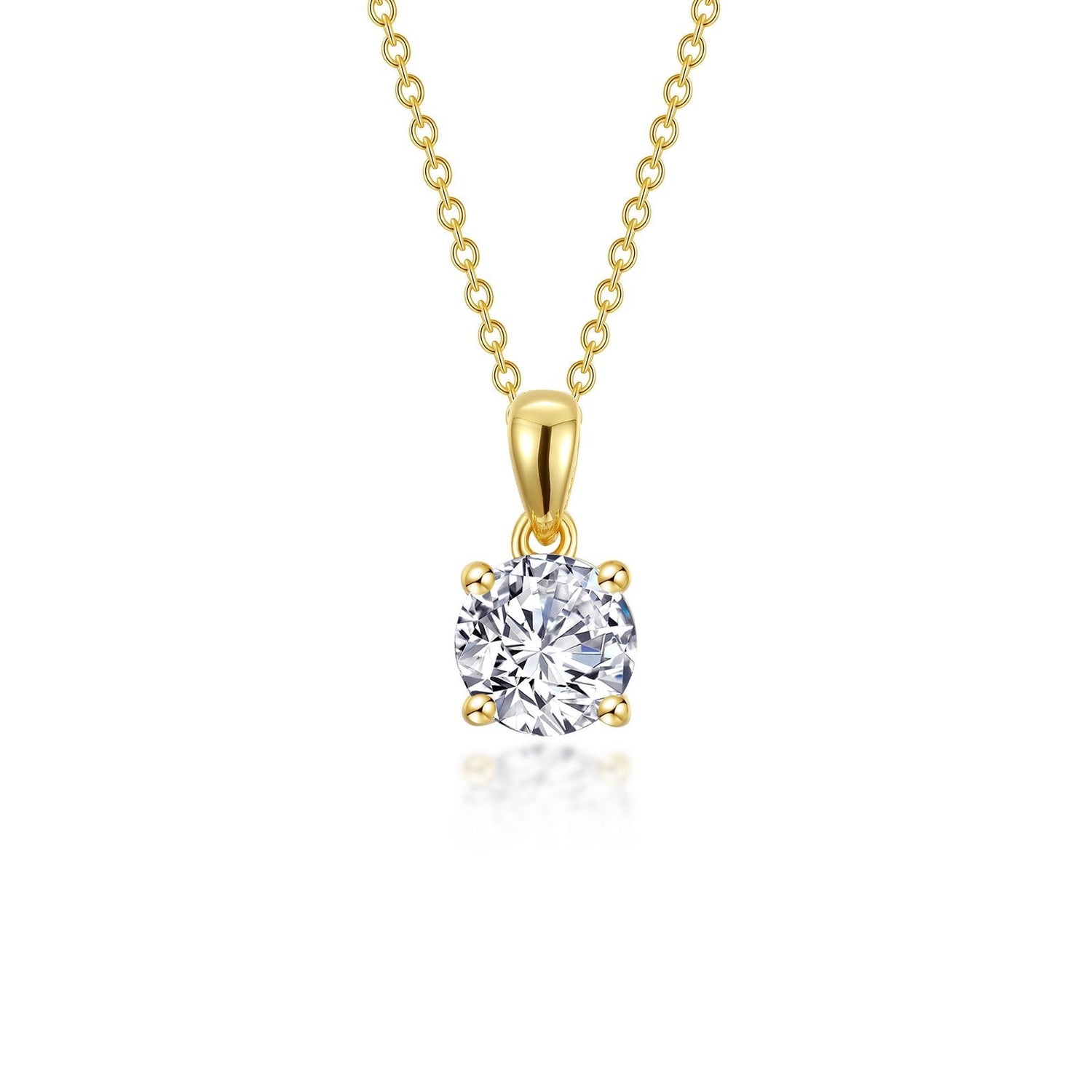 1.50 Carat Lassaire Solitaire Necklace in Gold Plated Sterling Silver