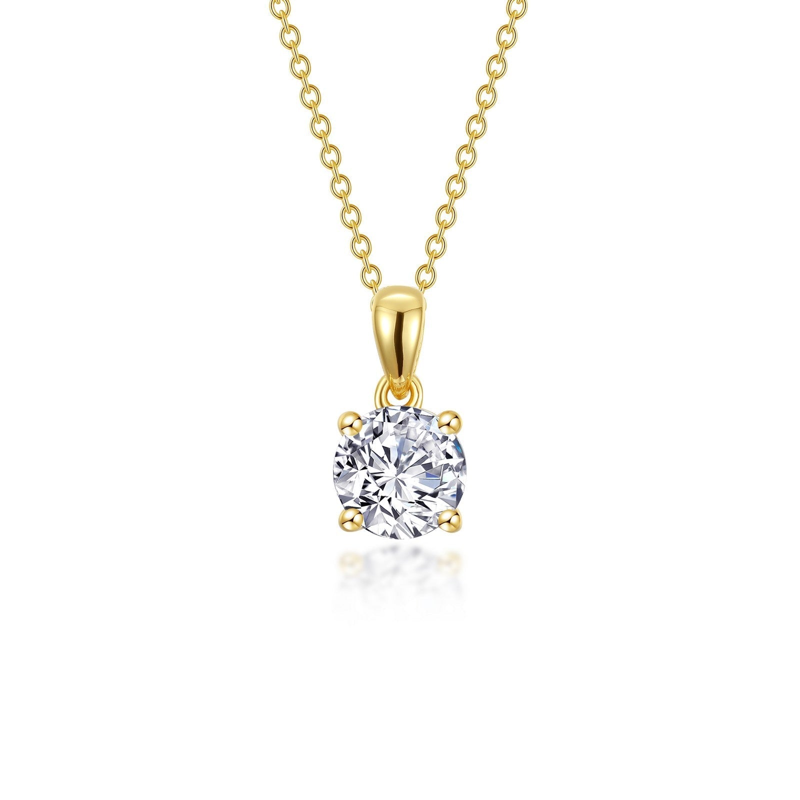 1.50 Carat Lassaire Solitaire Necklace in Gold Plated Sterling Silver