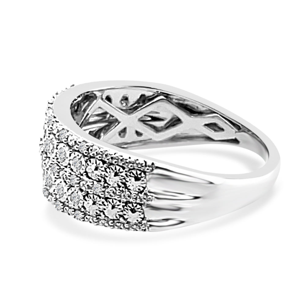 Dazzling 5 Row Illusion Set Diamond Ring in 10 Karat White Gold - 0.25 Carat Round Shape Natural Diamond
