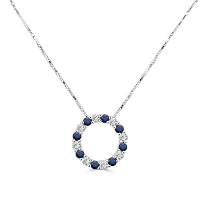 Stunning 14 Karat White Gold Necklace with 0.479 Blue Sapphire