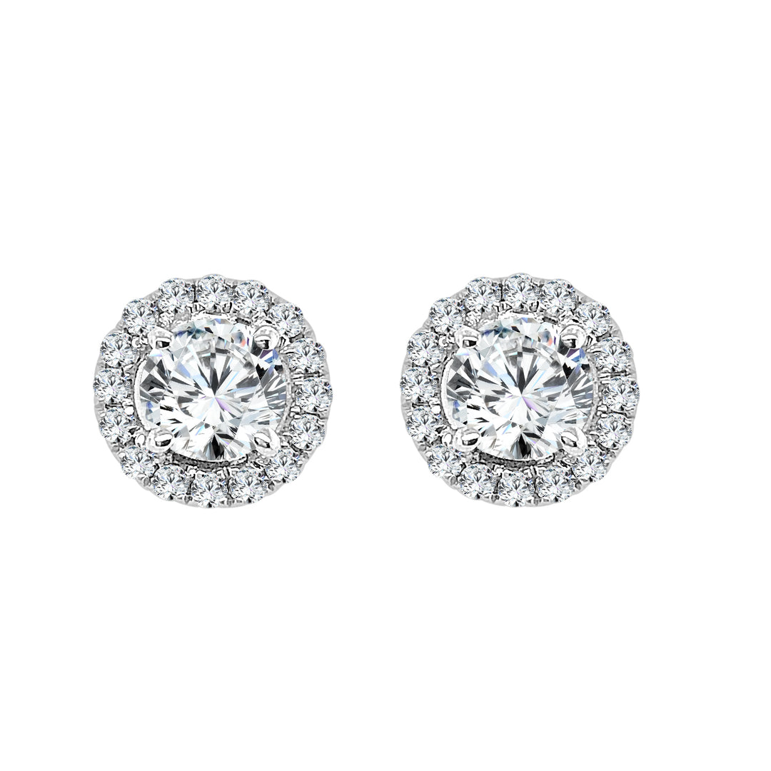 Dazzling Halo Earrings in 14 Karat White Gold with Natural Diamond (0.22 ct)