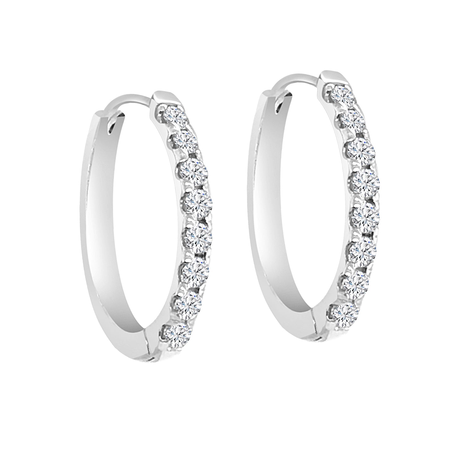 Dazzling Oval 14 Karat White Gold Earrings with 0.33 Carat Natural Diamonds