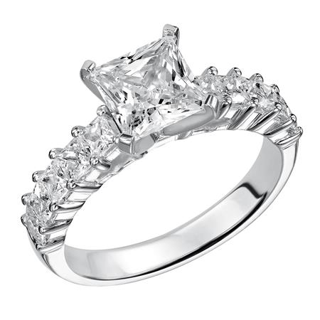 Elegant 14 Karat White Gold Cubic Zirconia Engagement Mounting