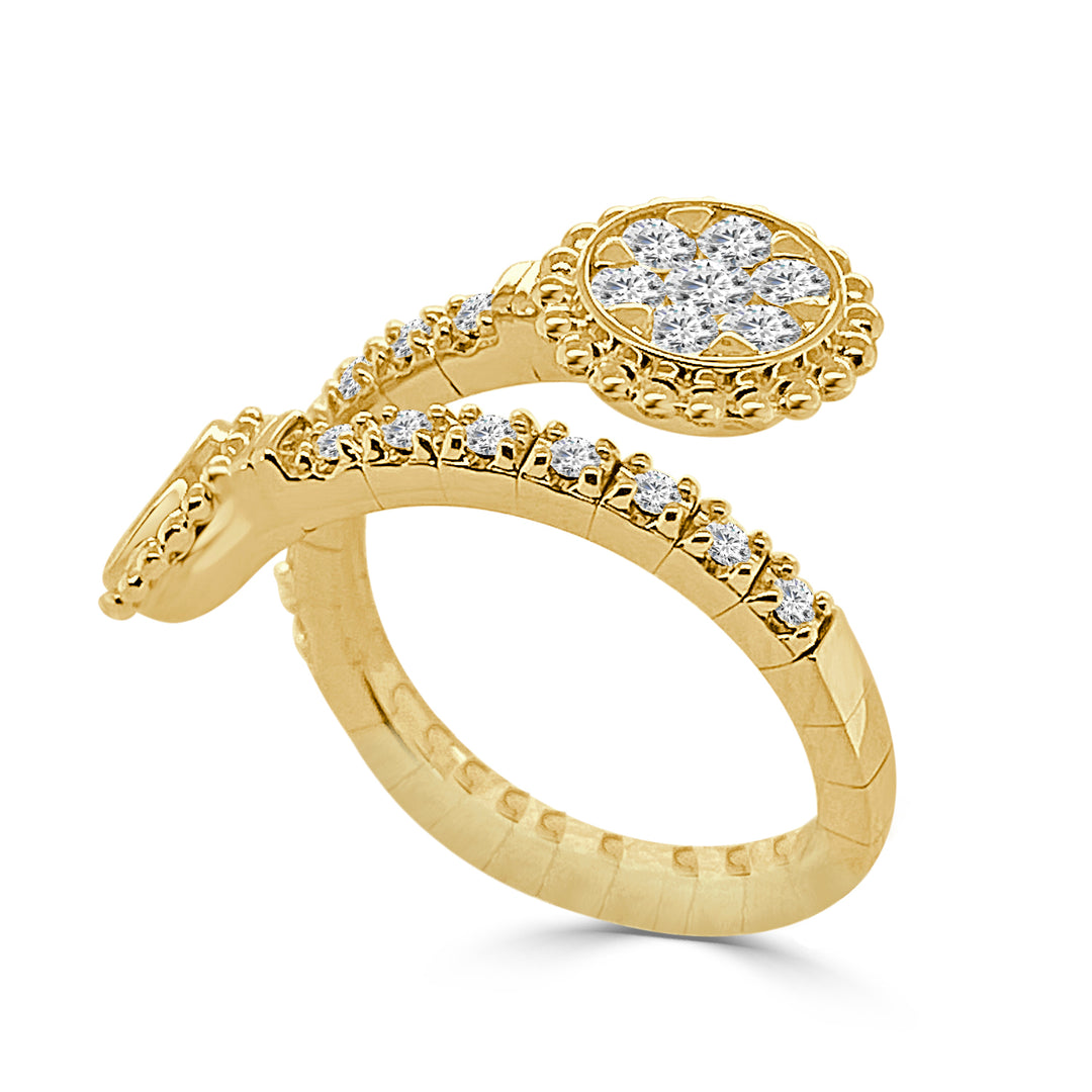 18K Yellow Gold Round Shape Open Flex Diamond Ring - 0.55 Carats