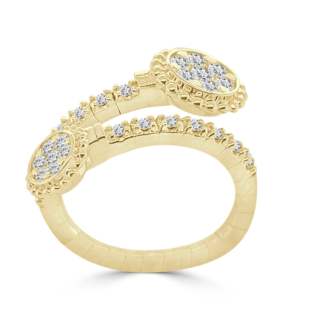 18K Yellow Gold Round Shape Open Flex Diamond Ring - 0.55 Carats