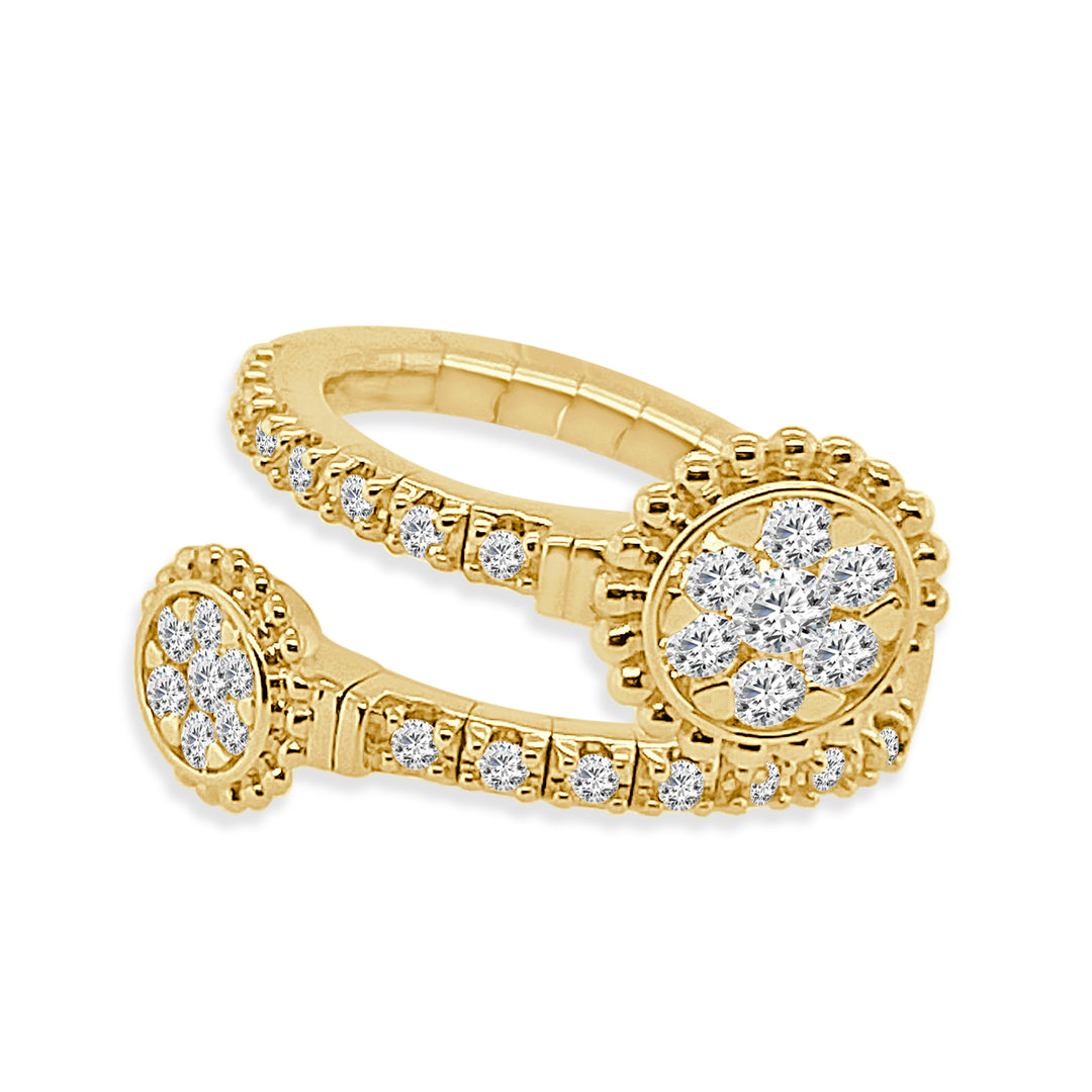 18K Yellow Gold Round Shape Open Flex Diamond Ring - 0.55 Carats