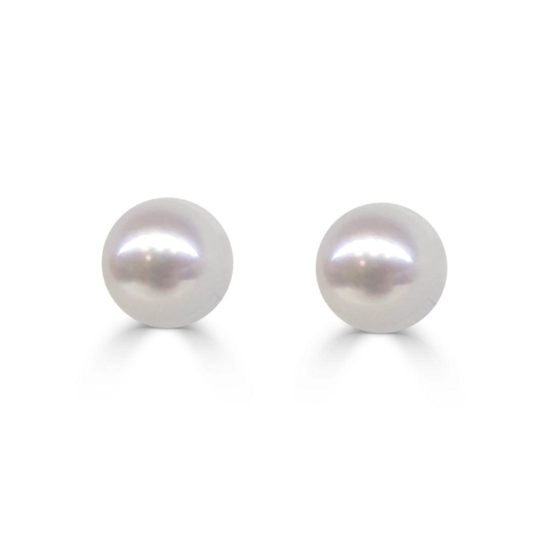 Elegant Pearl Button Earrings in Sterling Silver