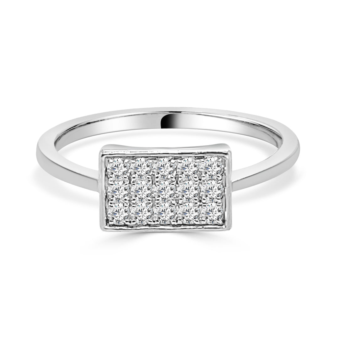 Dazzling Brilliance: 14 Karat White Gold Ring with Natural Diamond Accent