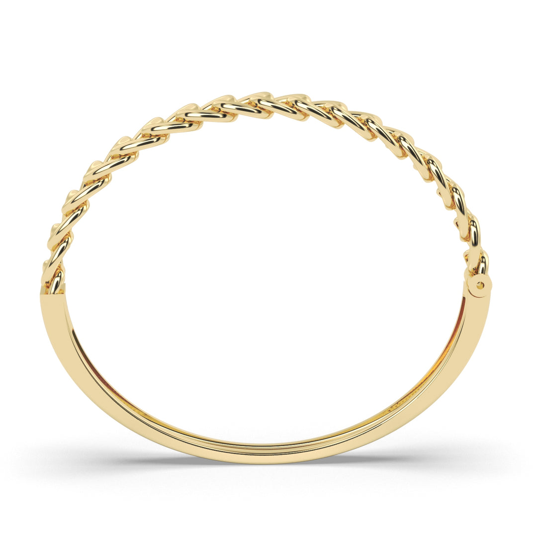 Personalized 14 Karat Yellow Gold Bangle with Custom Curb Link Design