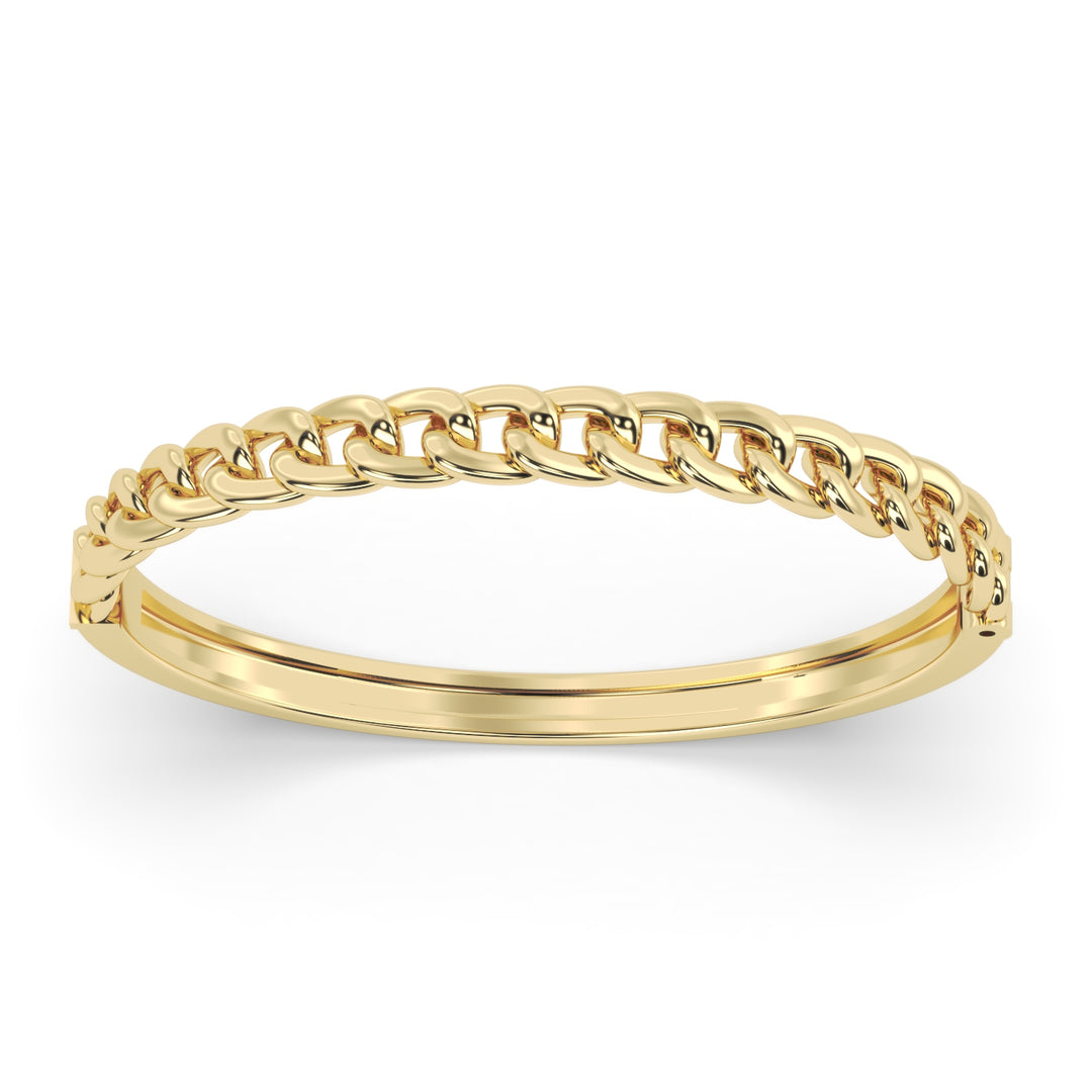 Personalized 14 Karat Yellow Gold Bangle with Custom Curb Link Design