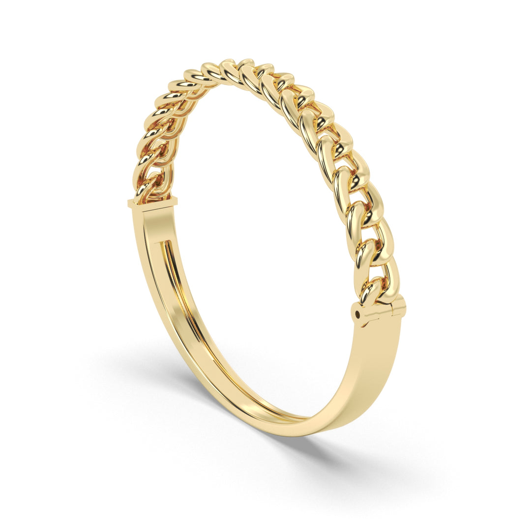 Personalized 14 Karat Yellow Gold Bangle with Custom Curb Link Design