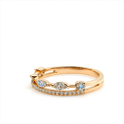 Double Row 10K Yellow Gold Christmas Ring with Lab Diamonds - 0.42 Carats