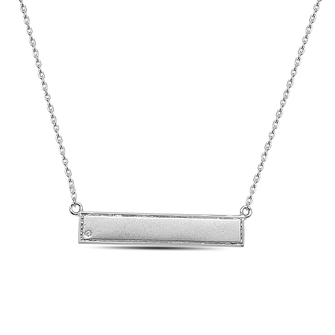 0.01 Carat Sterling Silver Diamond Bar Necklace with Natural Diamonds