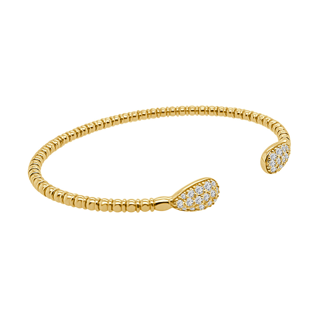 18 Karat Yellow Gold Open Flex Bangle with Natural Diamond Accent - Elegant Shape, 0.61ct