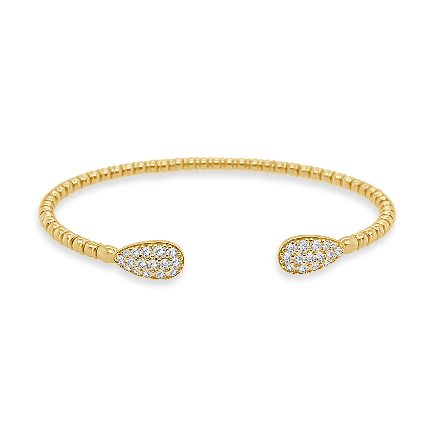 18 Karat Yellow Gold Open Flex Bangle with Natural Diamond Accent - 0.61 Carat