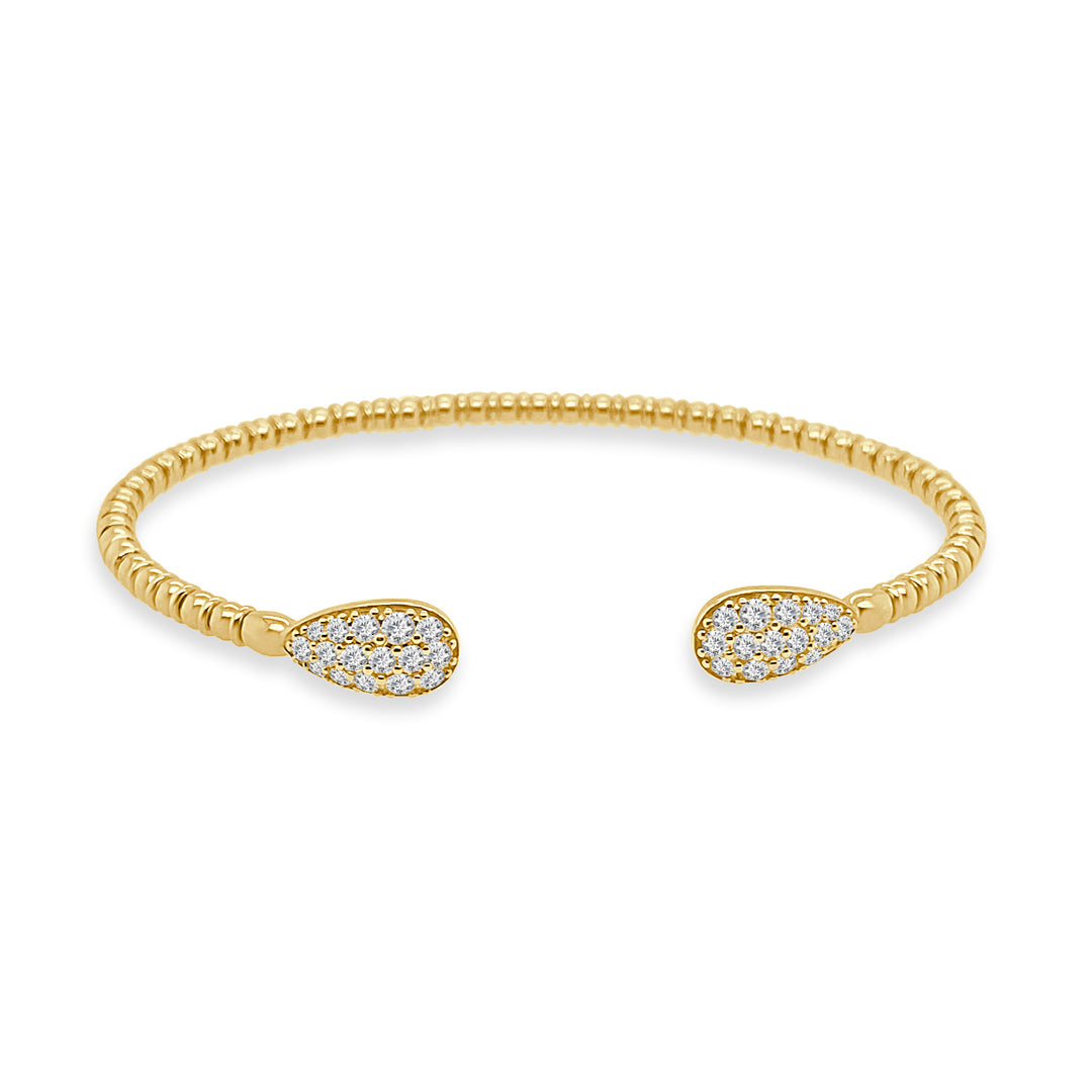 18 Karat Yellow Gold Open Flex Bangle with Natural Diamond Accent - Elegant Shape, 0.61ct