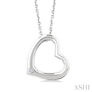 Sterling Silver Heart-Shaped Necklace with Natural Diamond 0.01 CT
