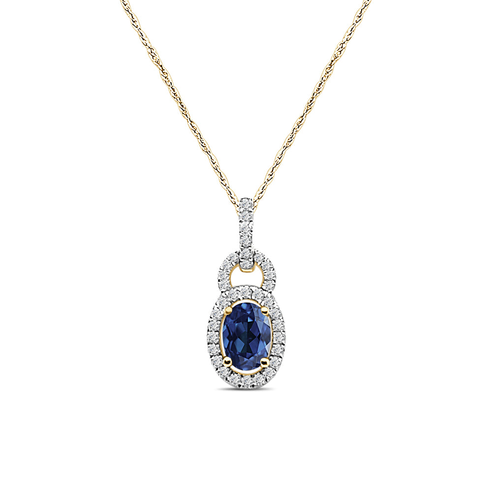 Sapphire Sparkle: 10 Karat White Gold Necklace with Blue Sapphire Accent