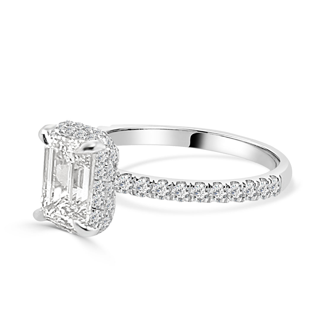 14K White Gold Lab Diamond Emerald Shape Engagement Ring - 1.55 Carat