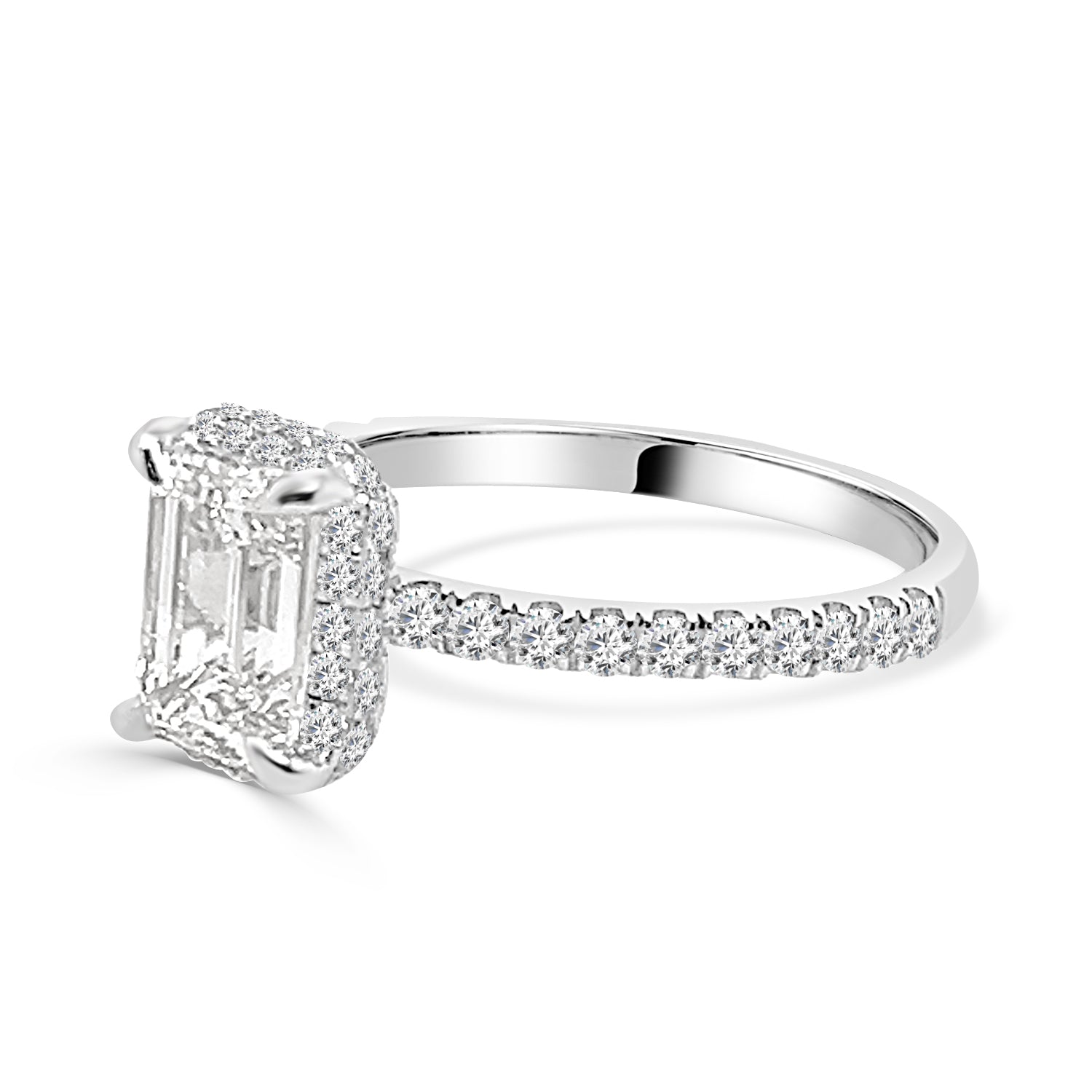 14 Karat White Gold Lab Diamond Emerald Shape Engagement Ring - 1.55 Carat